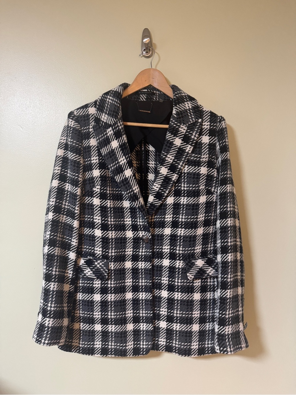 Elie Tahari Black & White Women's Wool Blazer